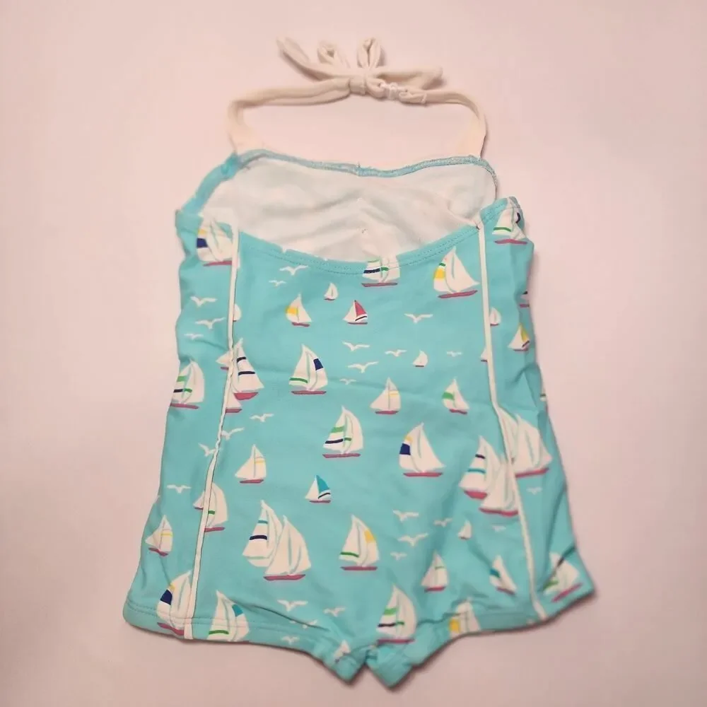 Janie and Jack Infant Baby Girl Sailboat Print Mint Swim Set Sz 18-24